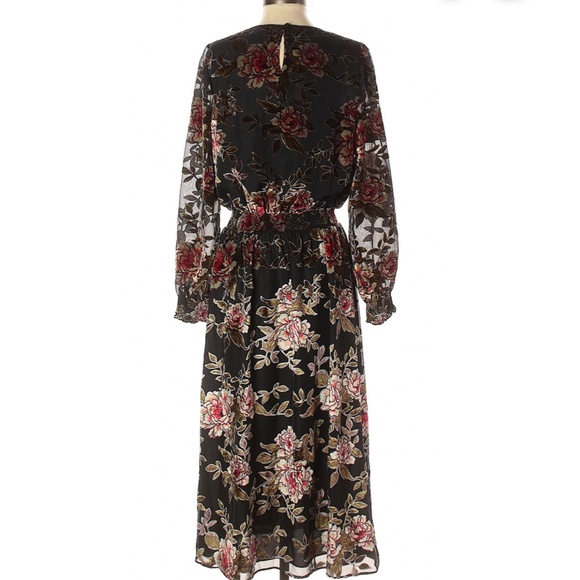 VINCE CAMUTO floral burnt velvet midi dress black S - Picture 5 of 8